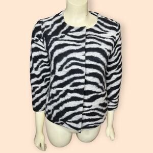 Ann Taylor Zebra Wool 3/4 Length Sleeve Jacket